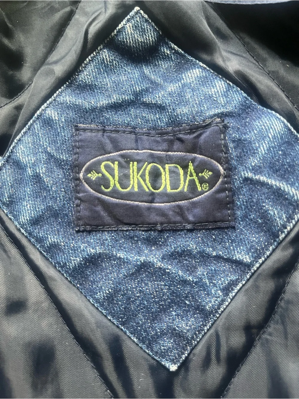 Men's Denim & Cream Varsity Bomber Jacket